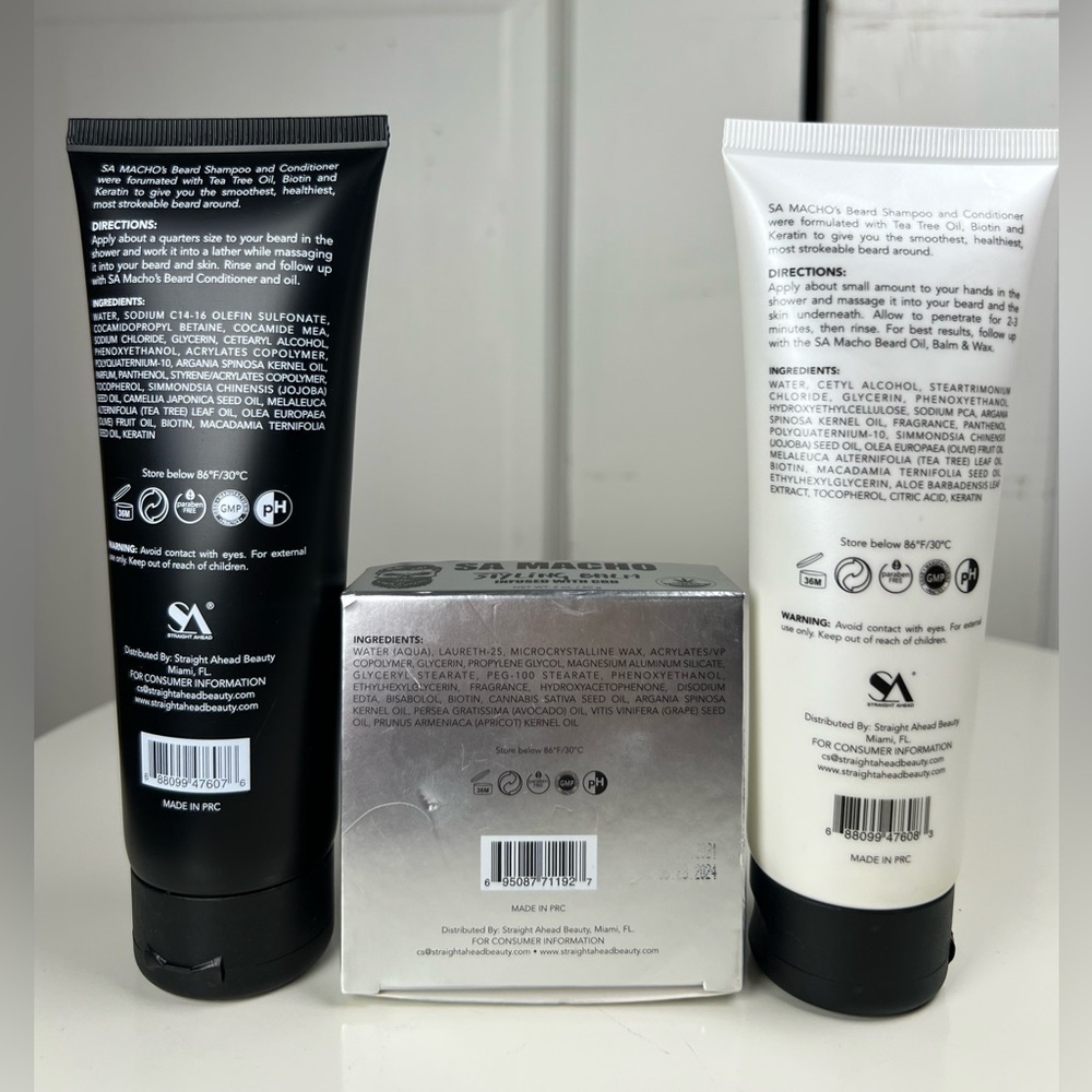 SA MACHO Beard Care 3 Piece Set - Shampoo Conditioner & Styling Balm - Picture 2 of 2